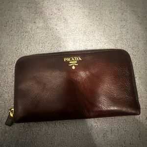 Prada Dark Brown Leather Wallet